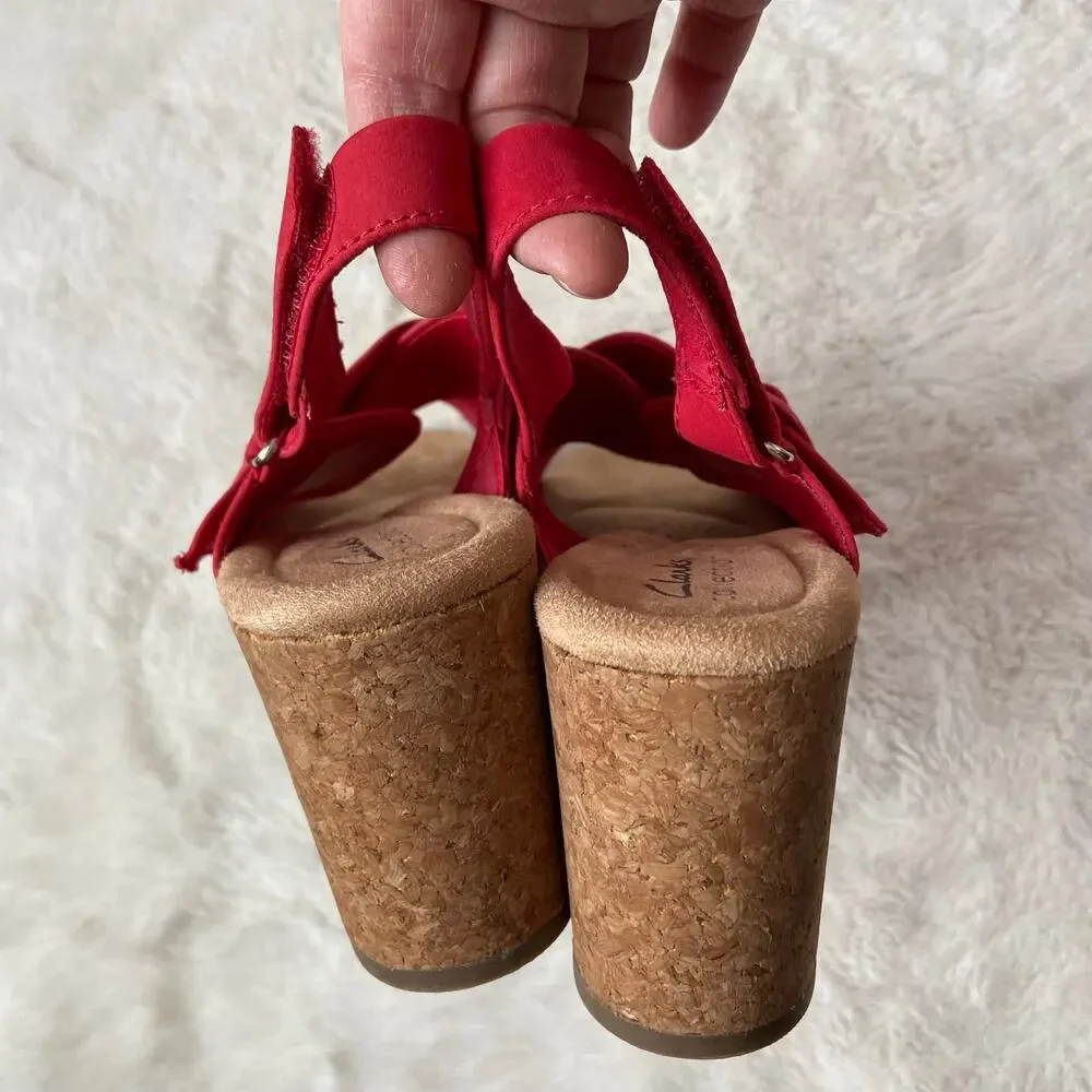 Clarks Nerisa Pace Cherry Nubuck Sandals Size 7